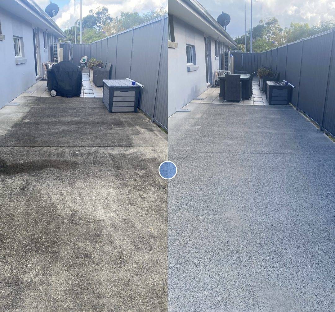 Pressure washed outdoor area